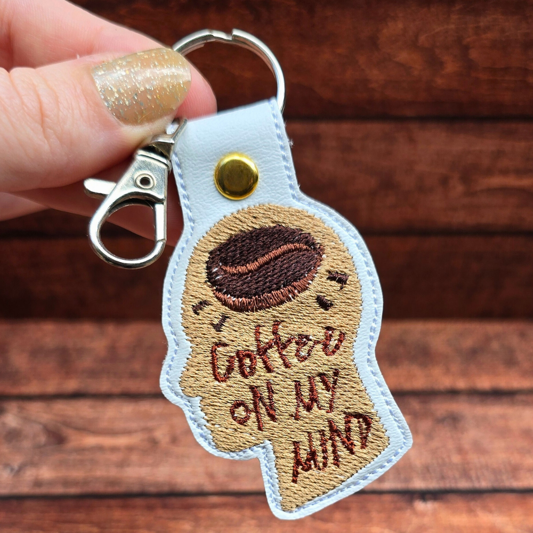 Coffee On My Mind | Embroidered Keychain