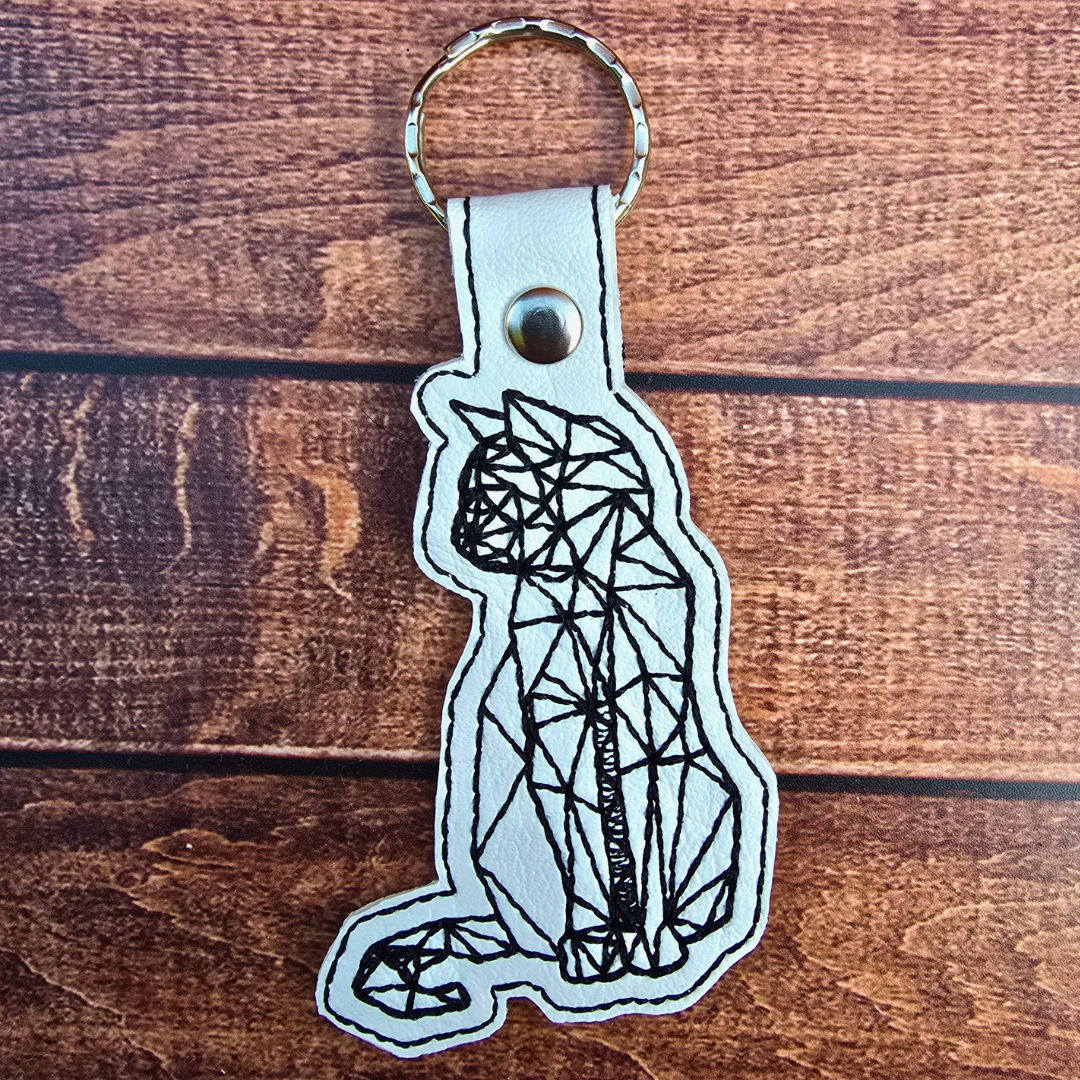Abstract Cat | Embroidered Keychain