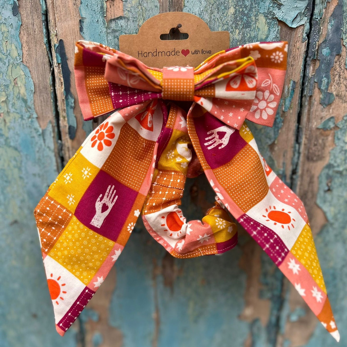 Autumn Patchwork Hair Bow and Scrunchie Set | RizzoSews