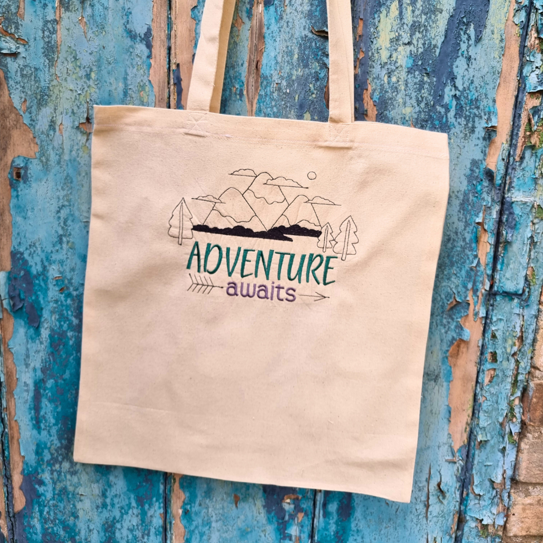 Adventure Awaits | Embroidered Tote Bag
