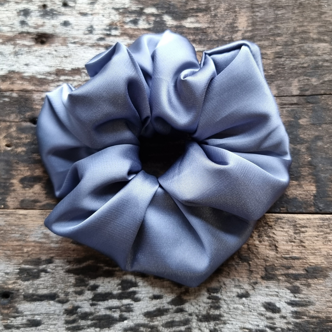 SATIN SCRUNCHIE STEEL BLUE SATIN SCRUNCHIE STEEL BLUE