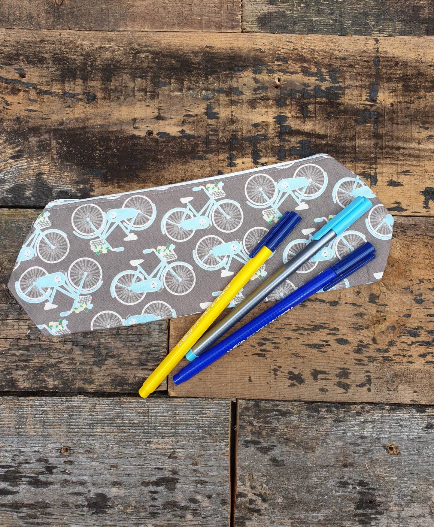 Grey Vintage Bicycle Pencil Case