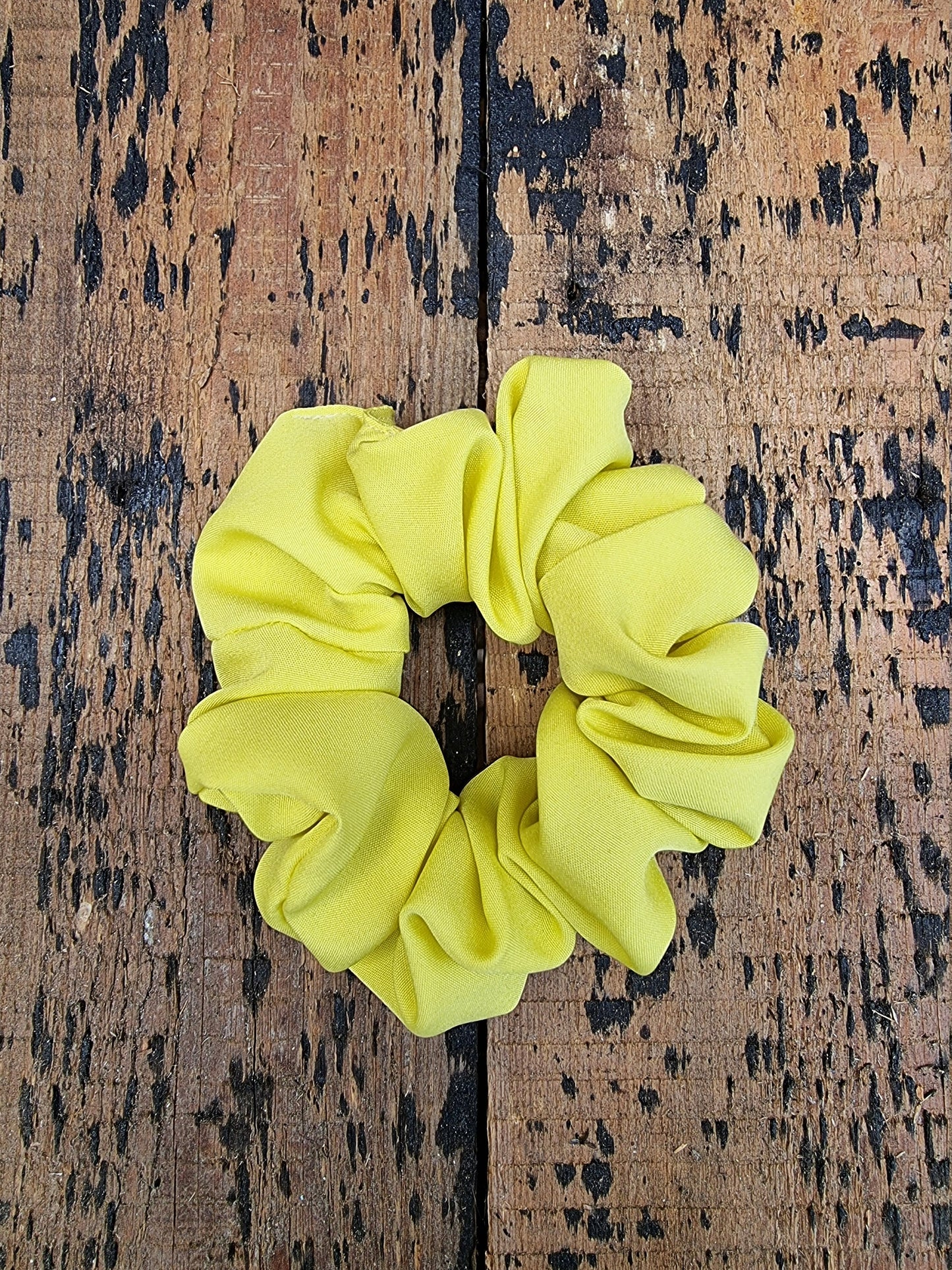 Soft Lemon Yellow Crepe Scrunchie | Hair Tie