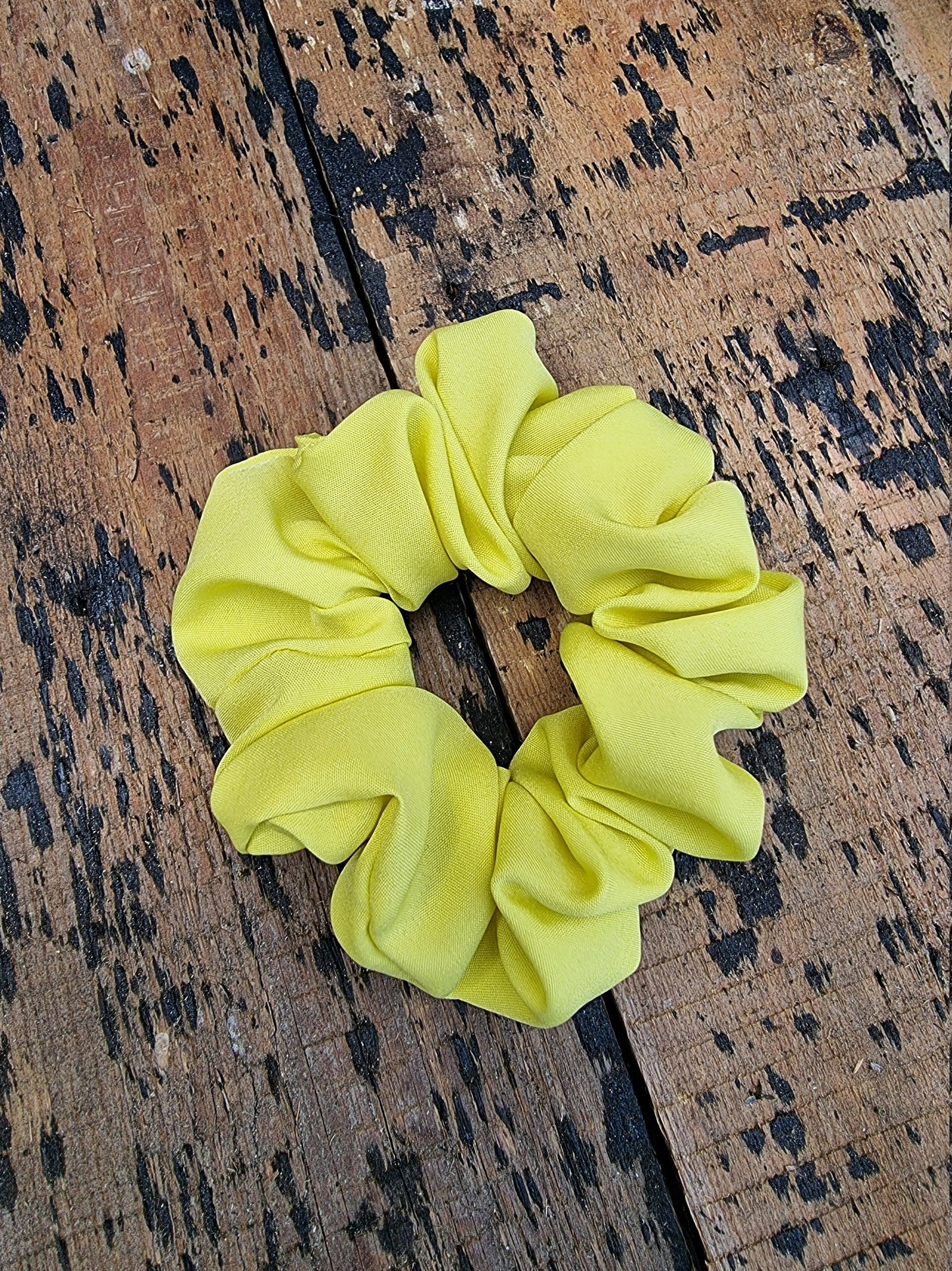 Soft Lemon Yellow Crepe Scrunchie | Hair Tie