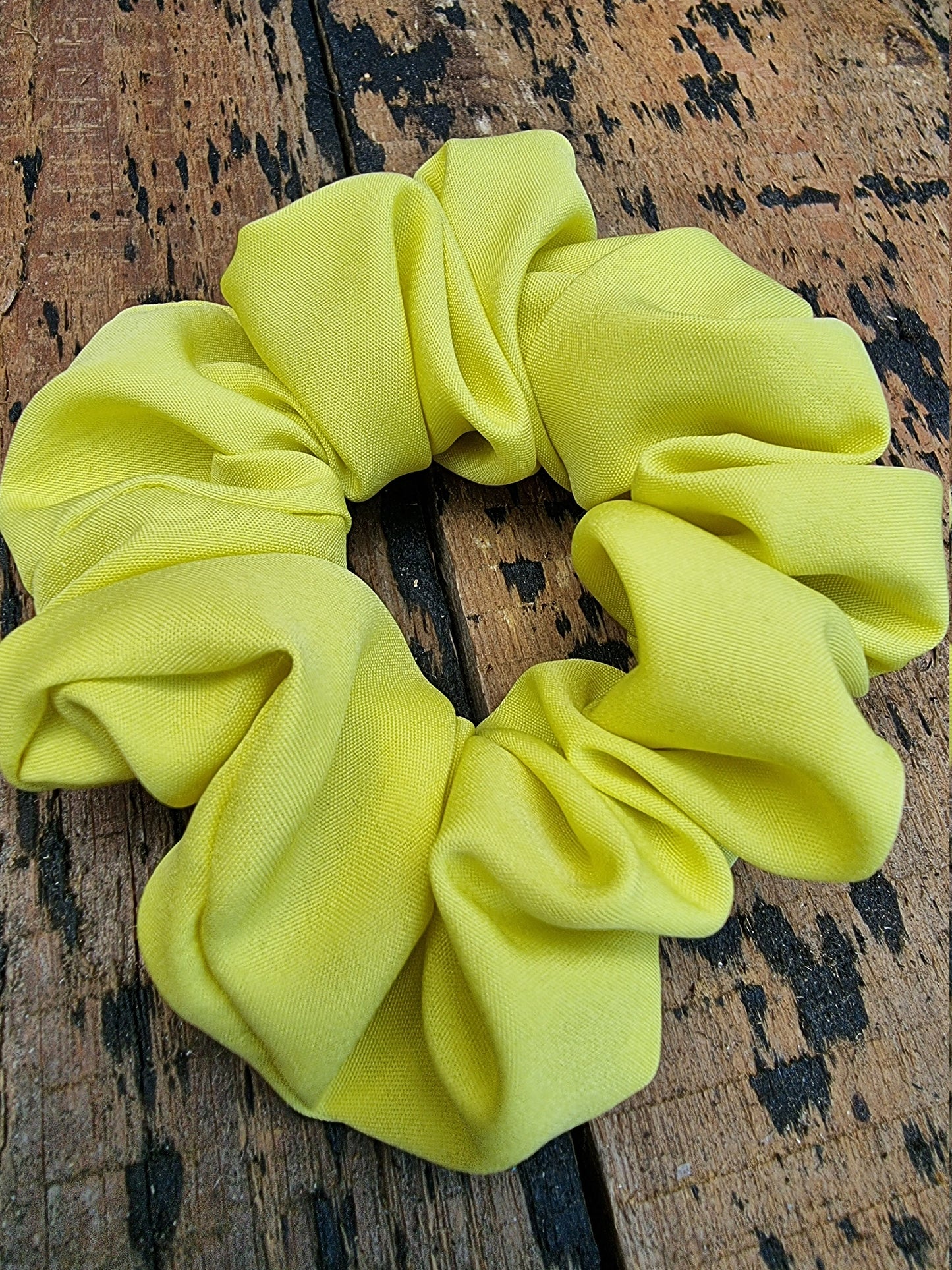 Soft Lemon Yellow Crepe Scrunchie | Hair Tie