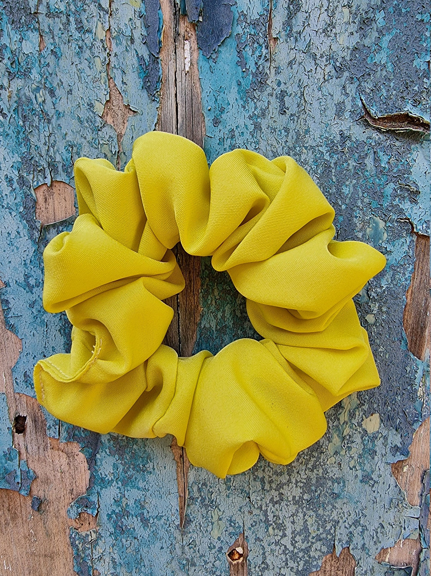 Soft Lemon Yellow Crepe Scrunchie | Hair Tie