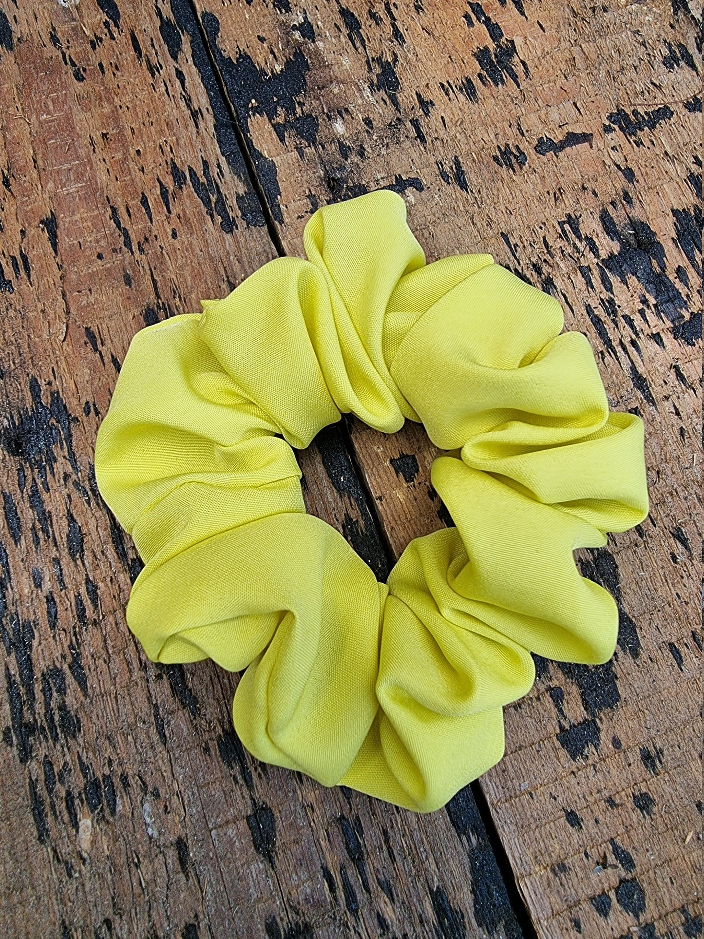 Soft Lemon Yellow Crepe Scrunchie | Hair Tie