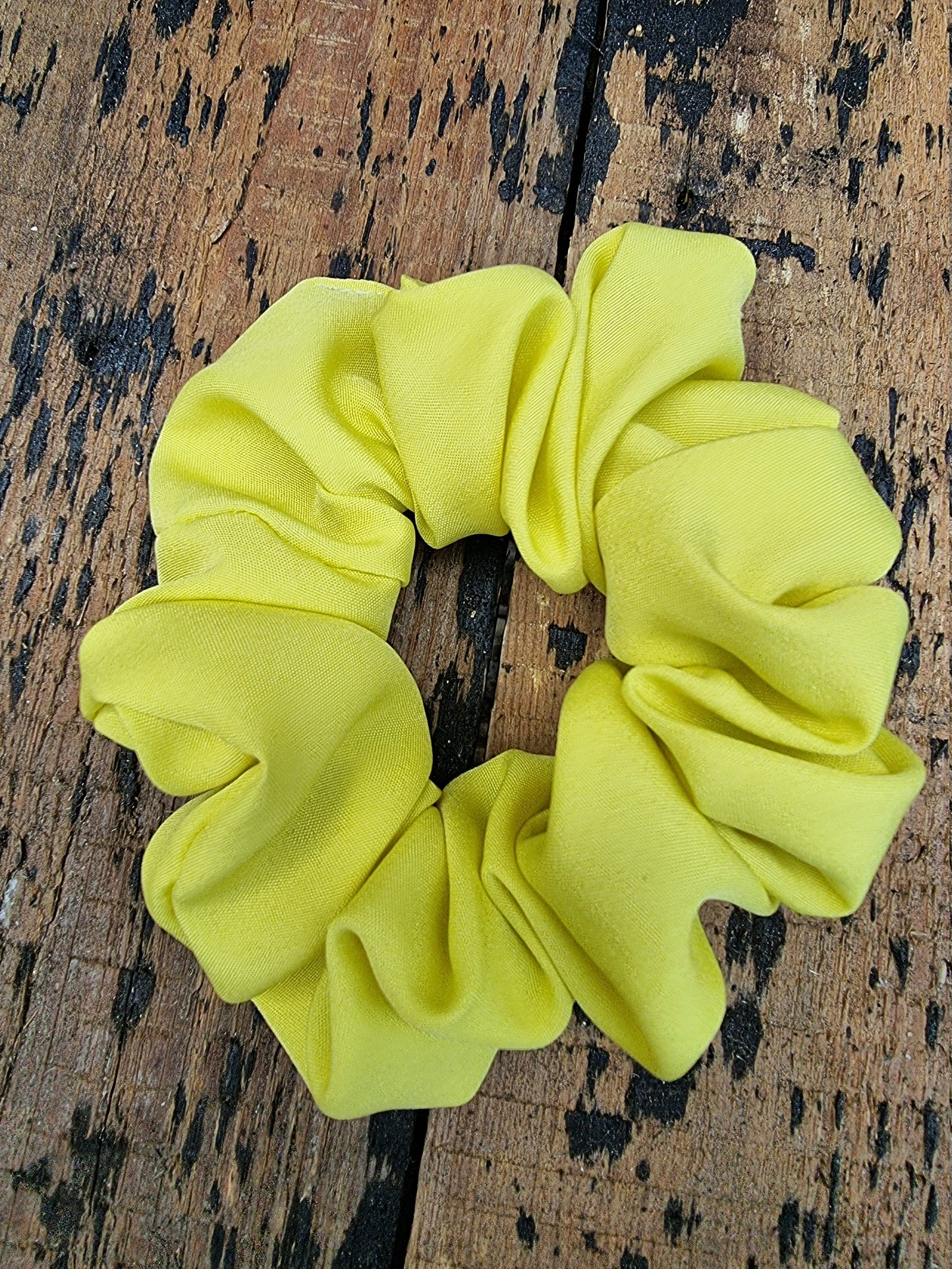 Soft Lemon Yellow Crepe Scrunchie | Hair Tie