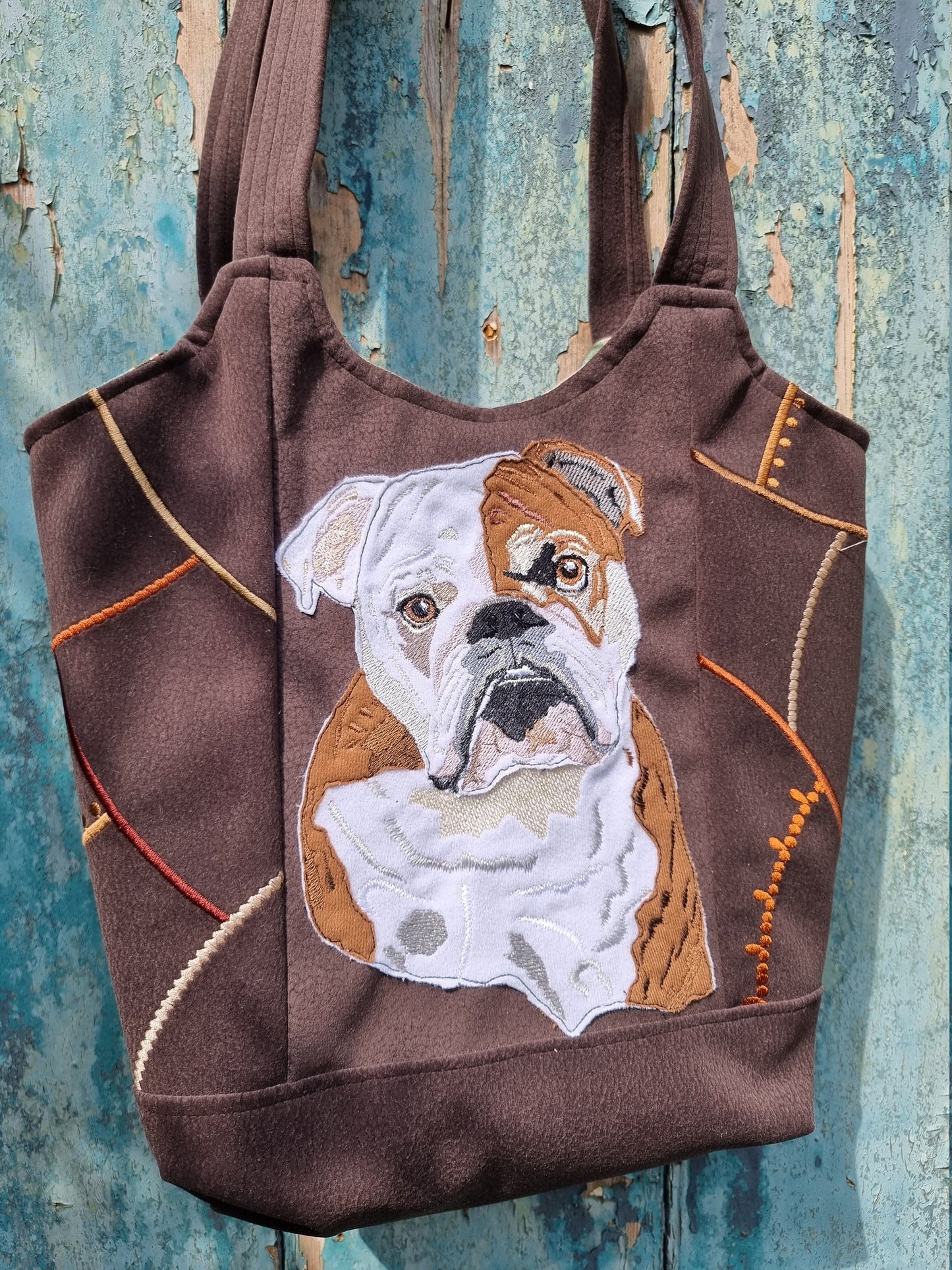 Bulldog Mosaic Over The Shoulder Tote Handbag