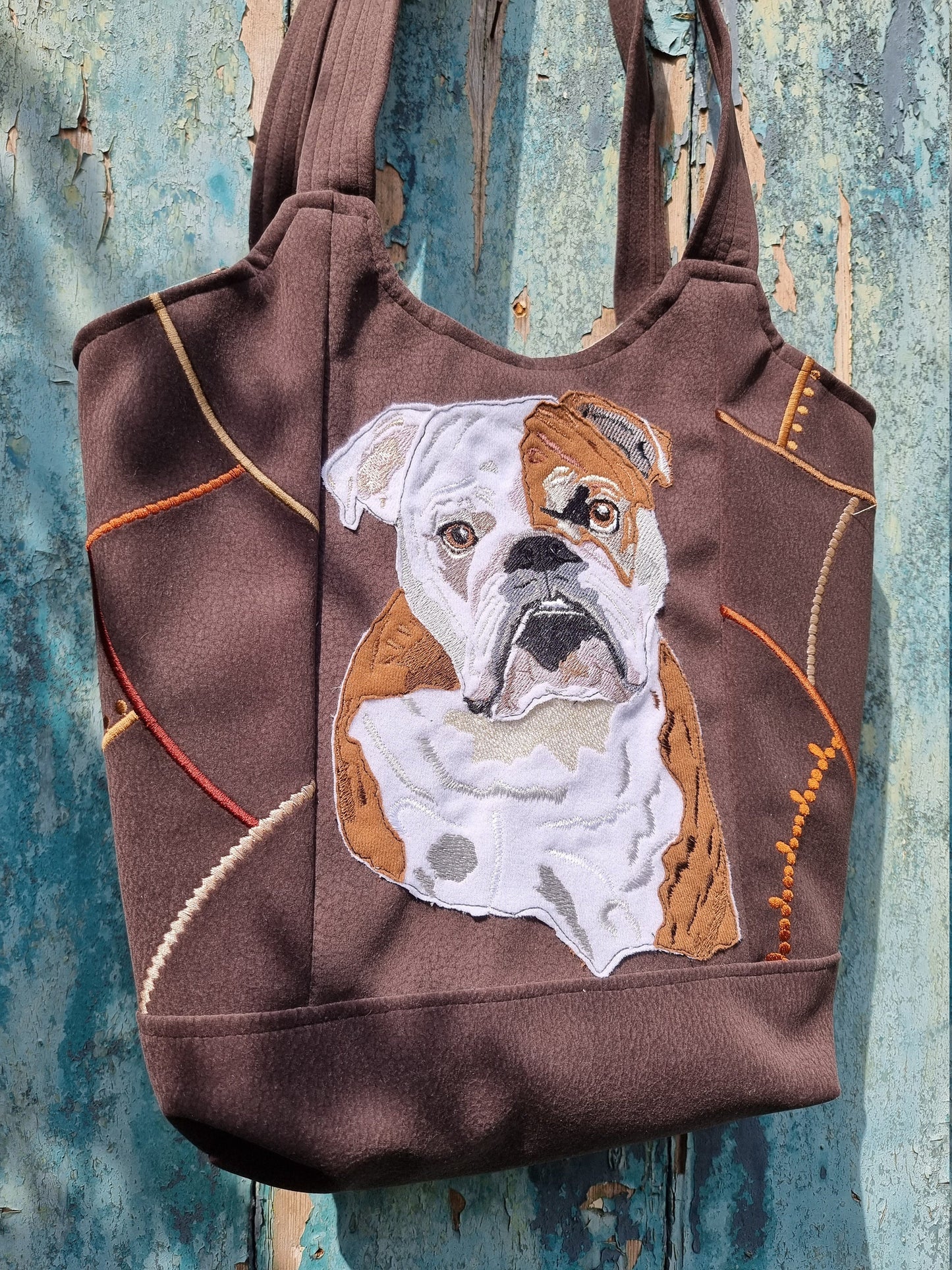 Bulldog Mosaic Over The Shoulder Tote Handbag