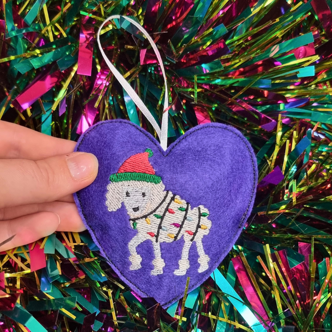 Christmas Poodle | Felt Heart Christmas Decoration | Custom Felt Colour