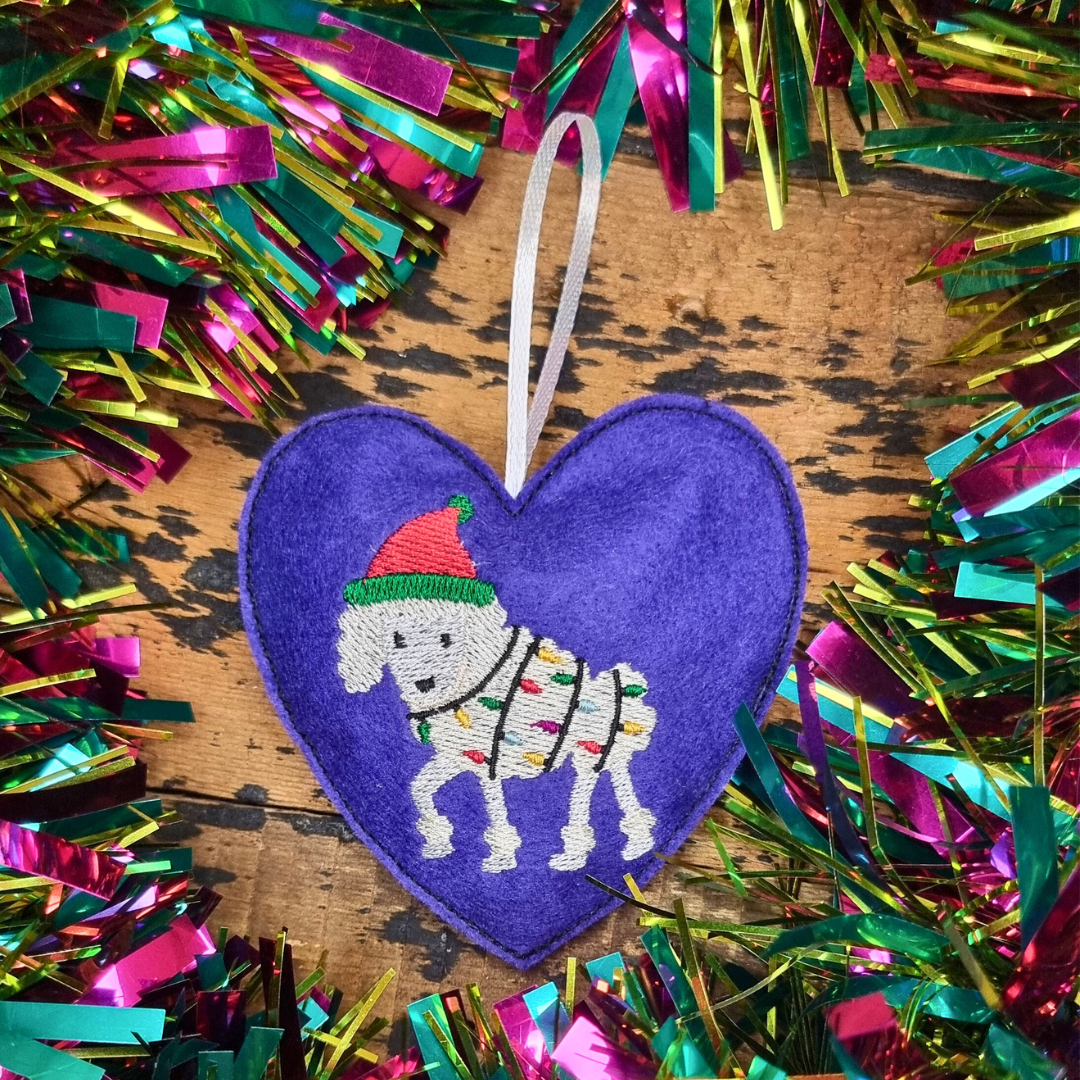 Christmas Poodle | Felt Heart Christmas Decoration | Custom Felt Colour