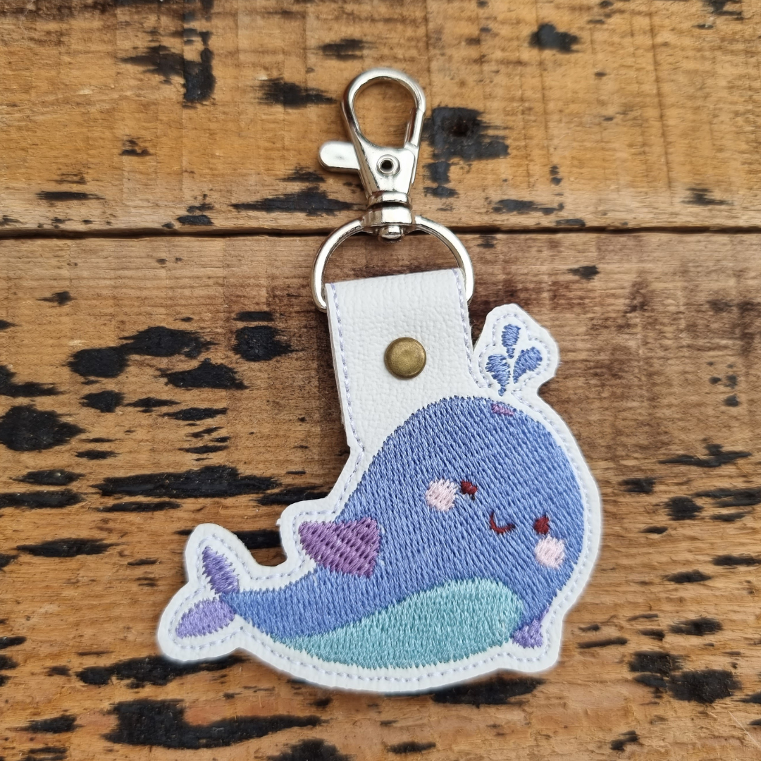 Cute Whale | Embroidered Keychain