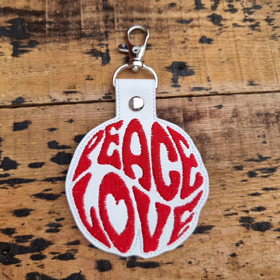 Peace Love | Embroidered Keychain