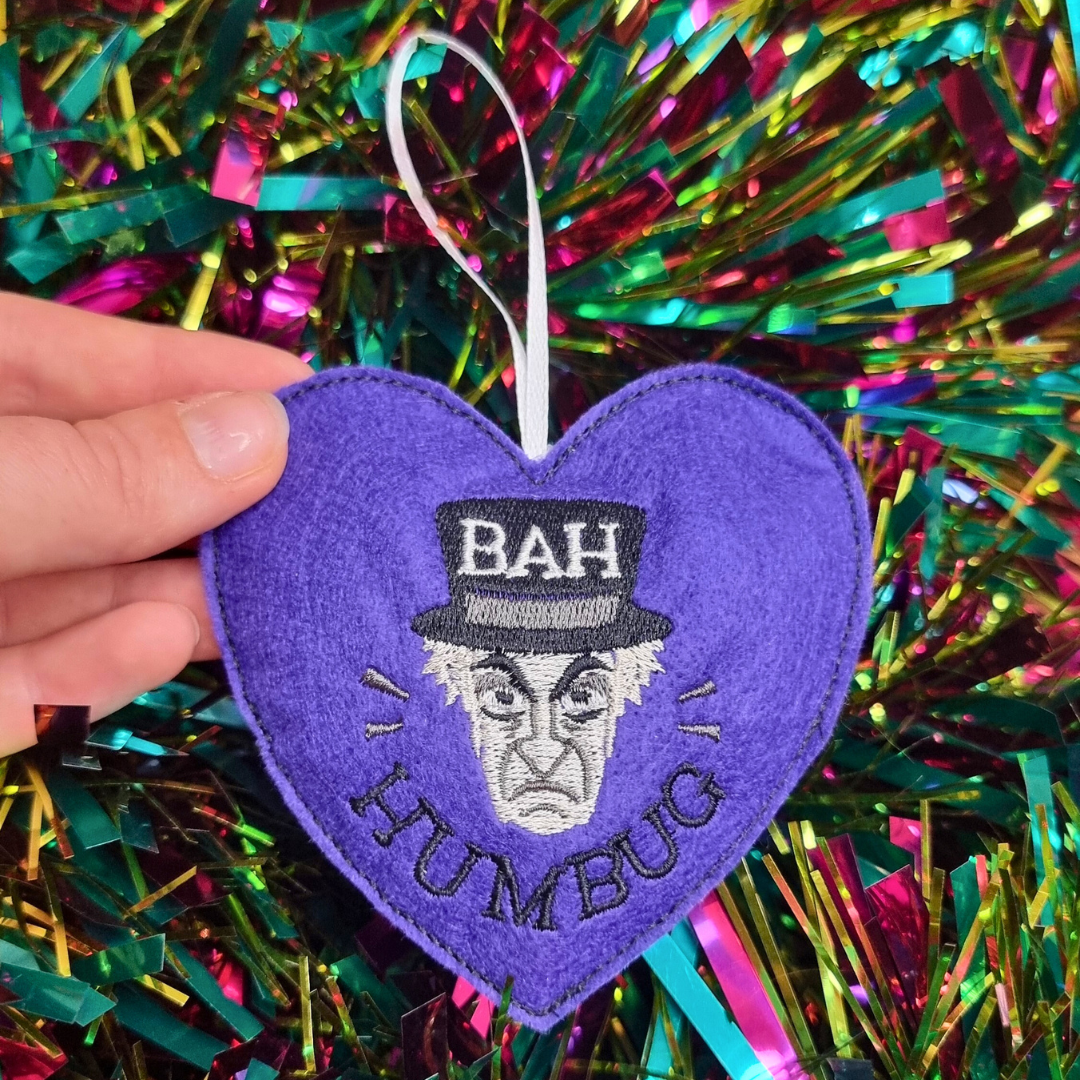 Bah Humbug | Felt Heart Christmas Decoration | Custom Felt Colour