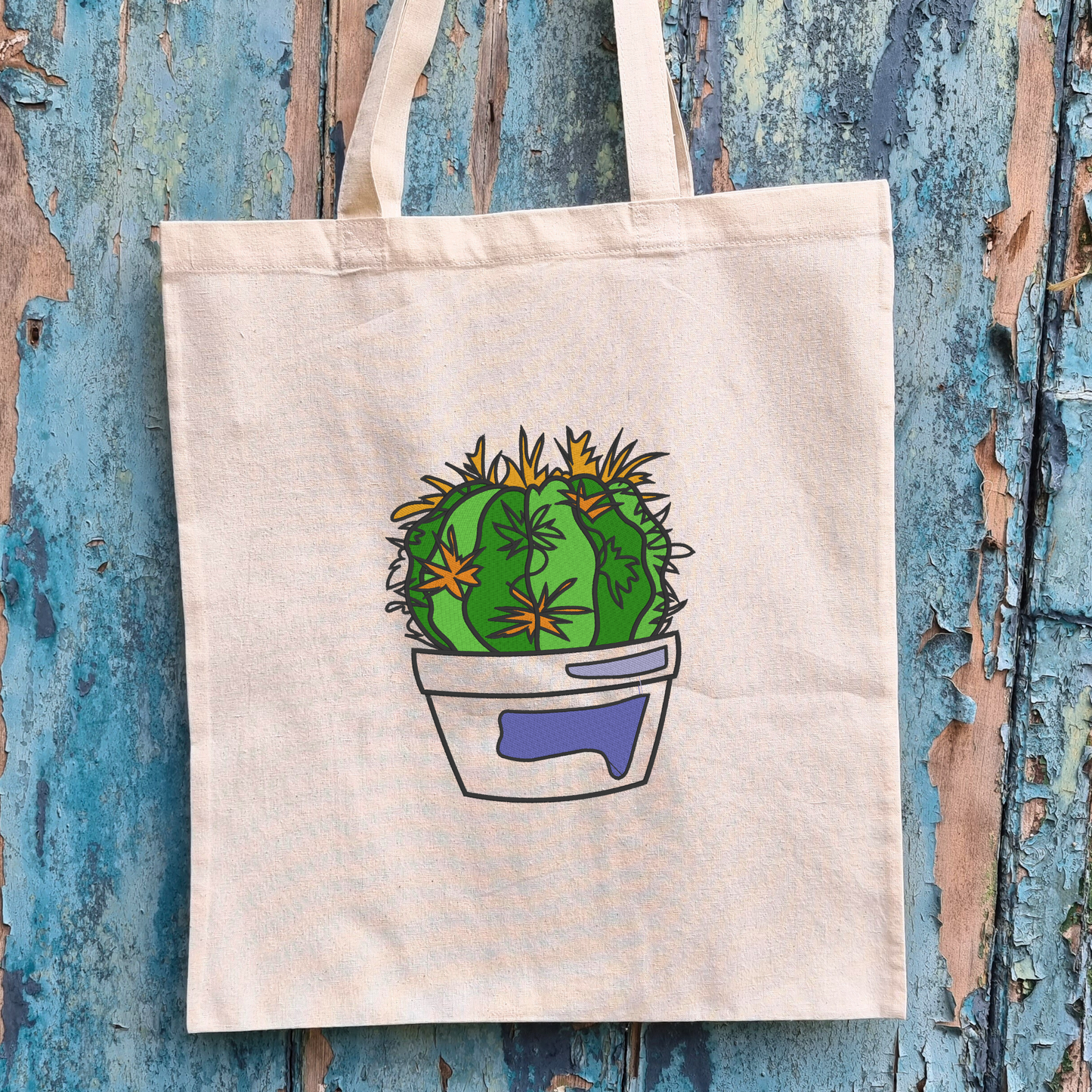 Chunky Cactus Embroidered Tote Bag