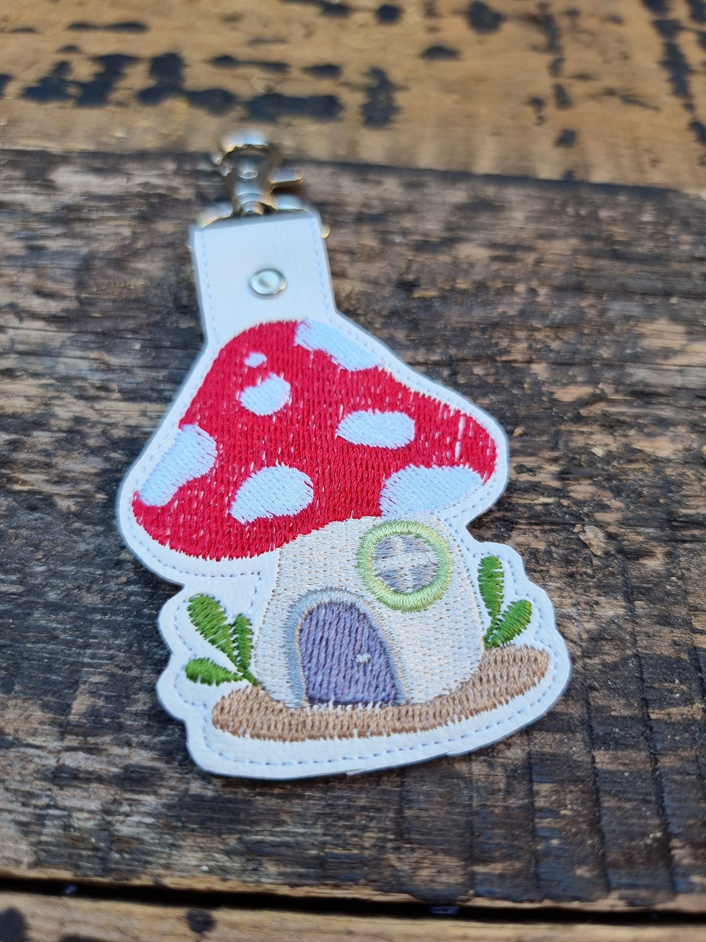 Cute Toad Stool Home | Embroidered Keychain