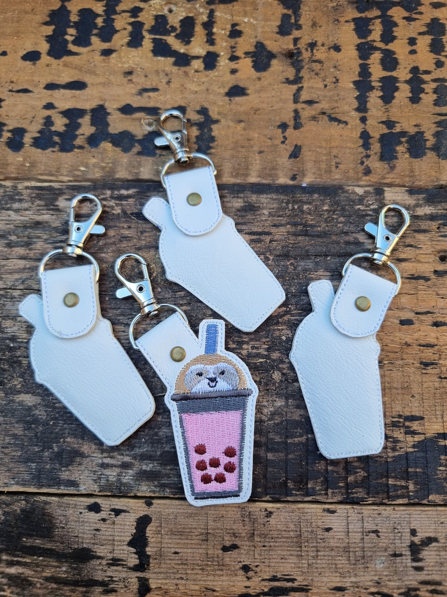 Kawaii Sloth Boba Tea | Embroidered Keychain