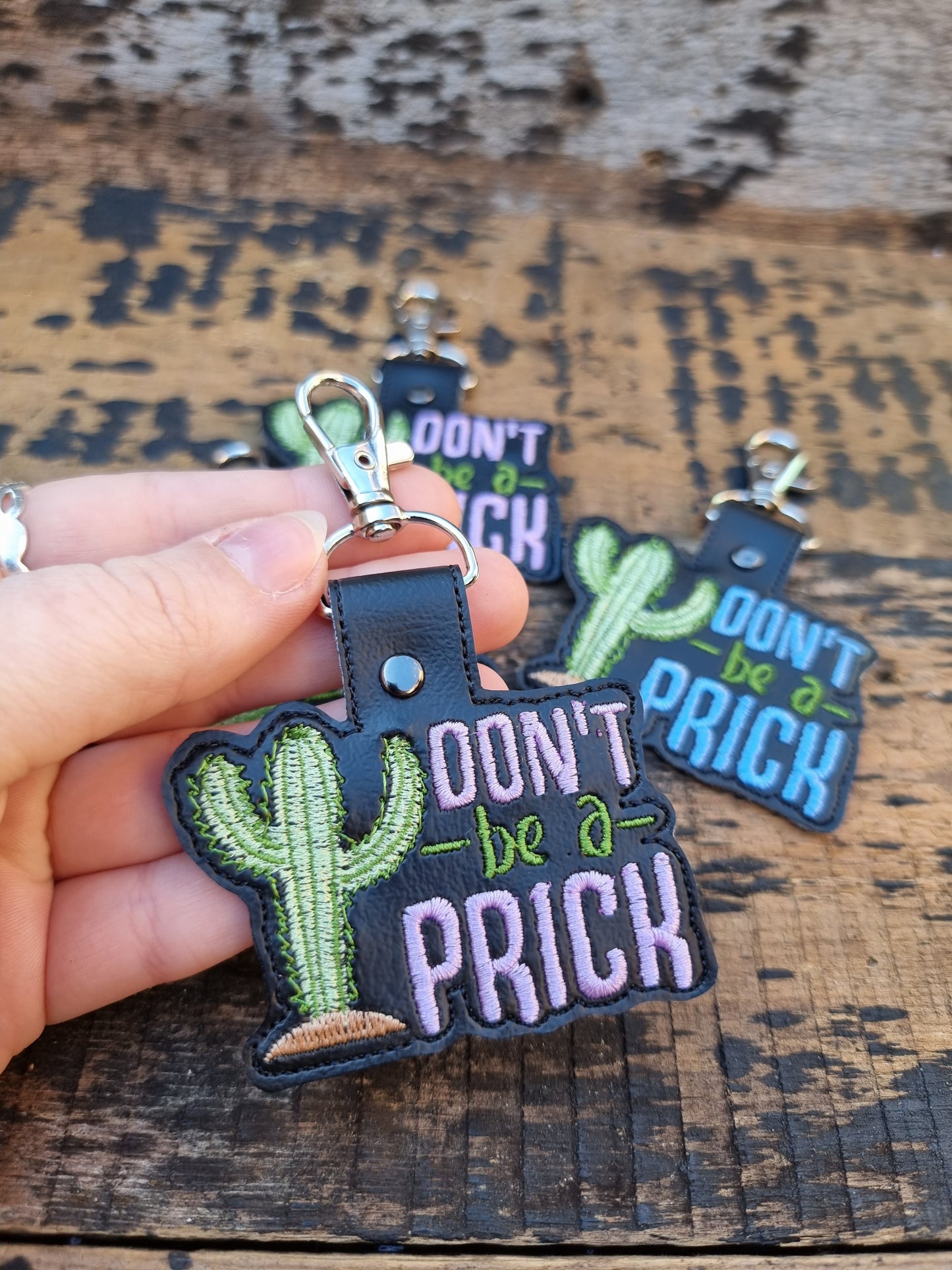 Don't be a Prick Cactus | Embroidered Keychain