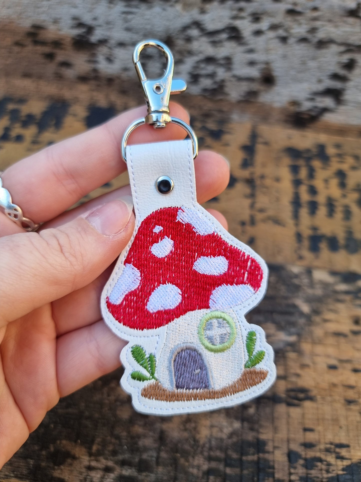 Cute Toad Stool Home | Embroidered Keychain