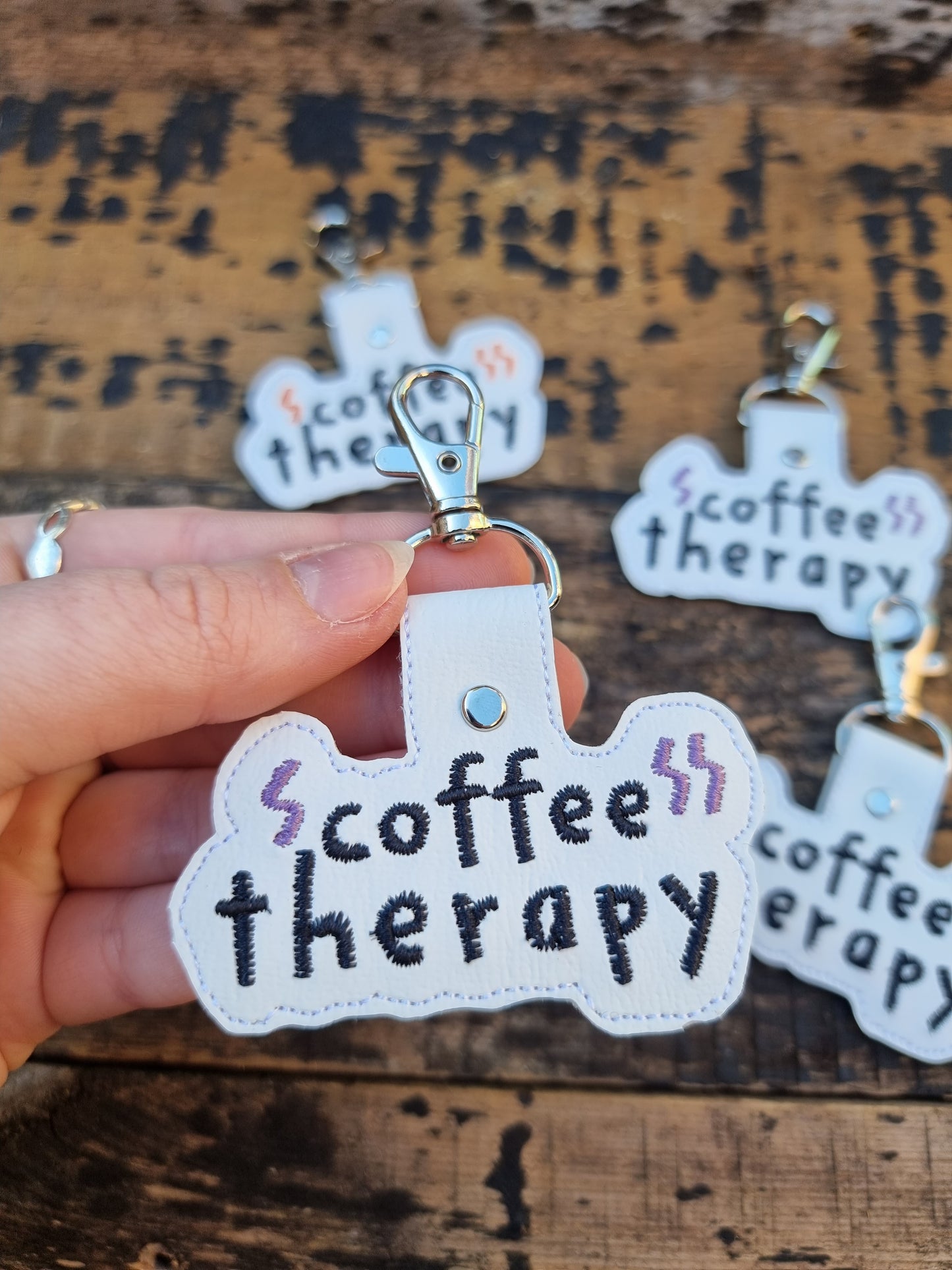 Coffee Therapy | Embroidered Keychain