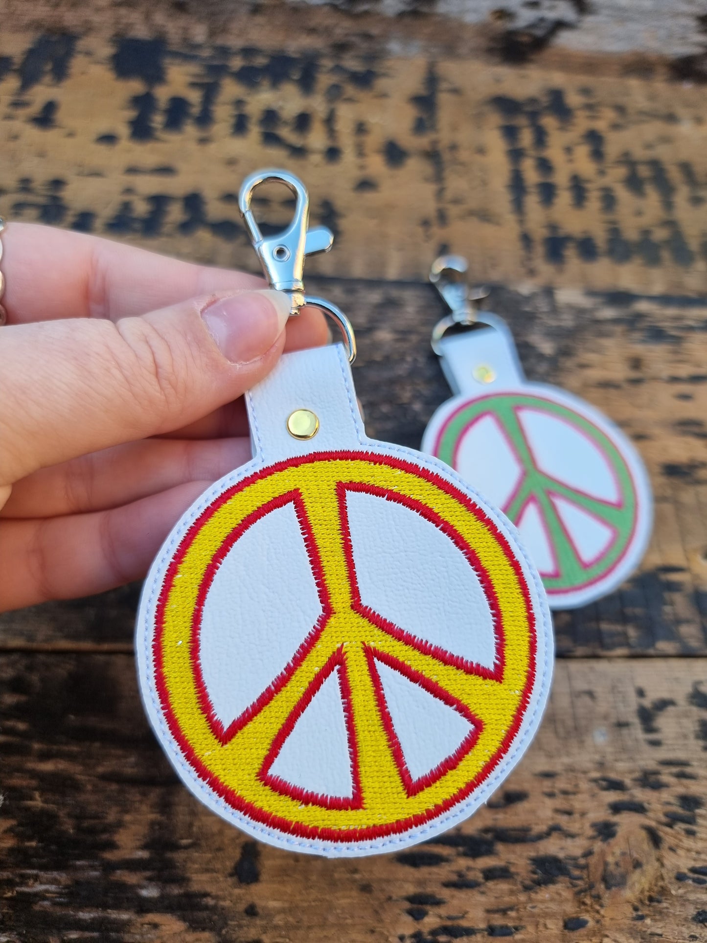 Peace Sign | Embroidered Keychain