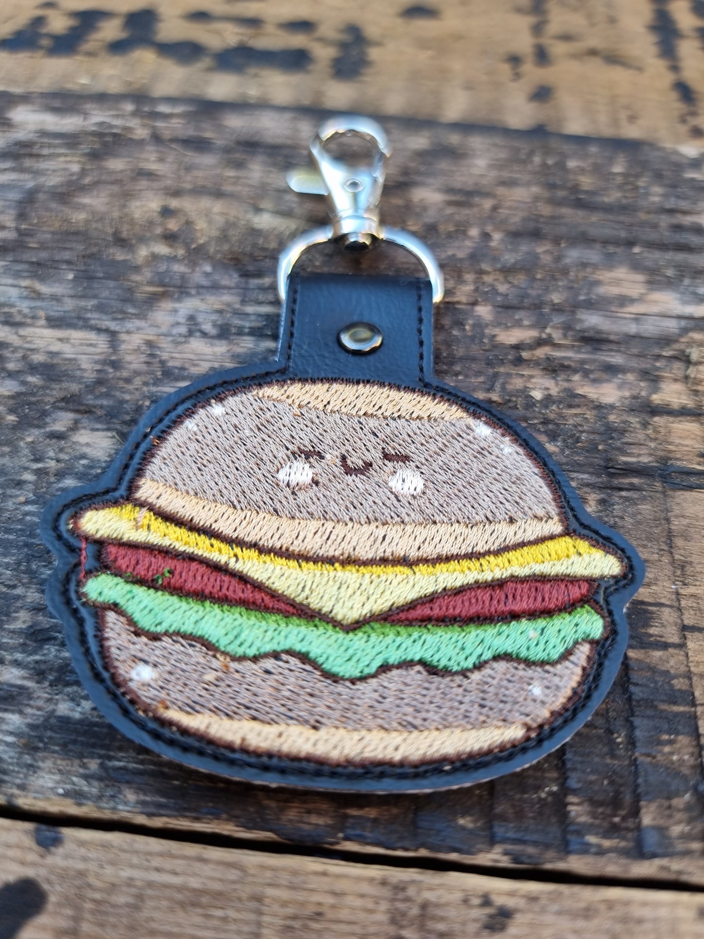 Kawaii Burger | Embroidered Keychain