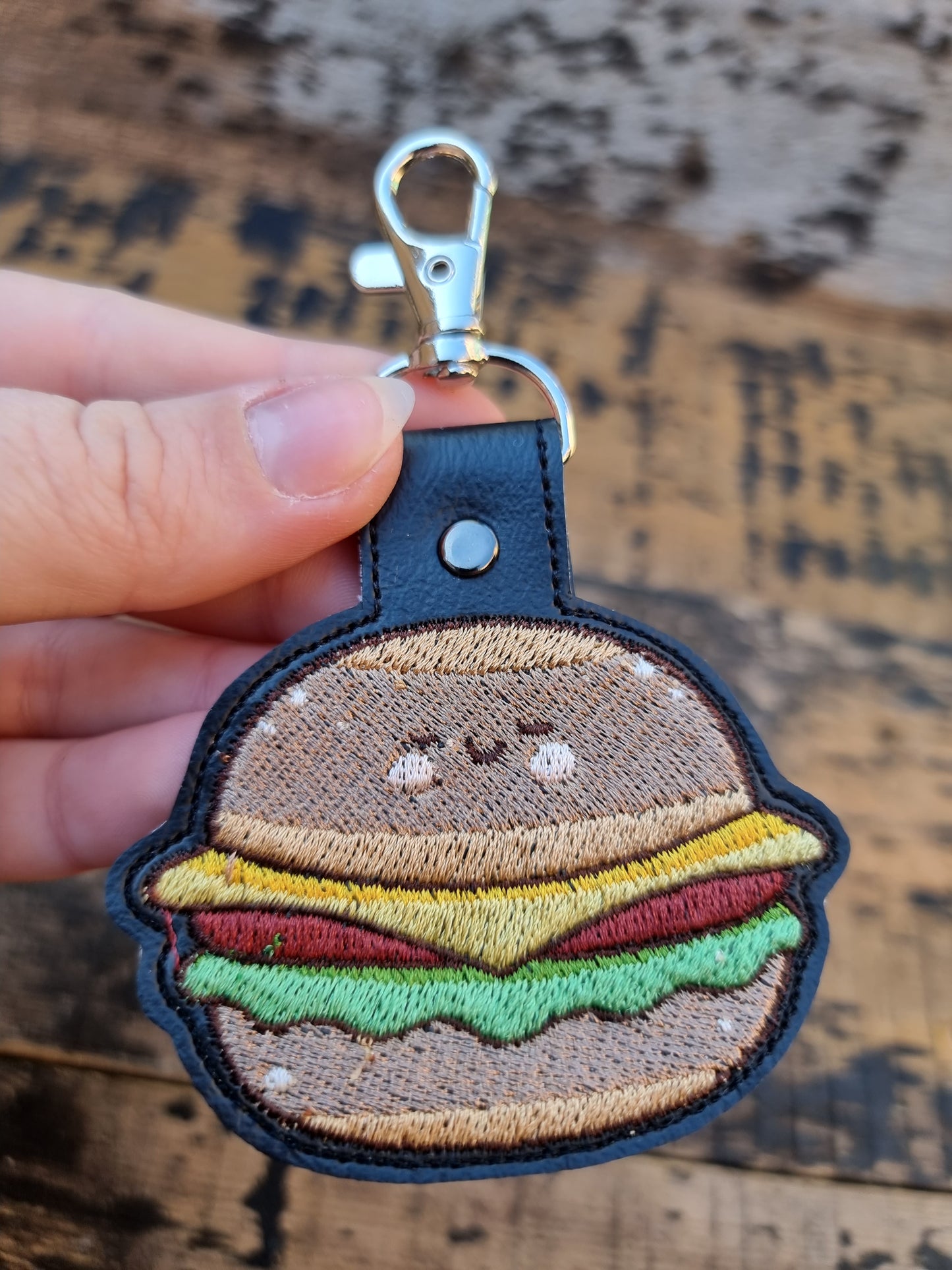 Kawaii Burger | Embroidered Keychain