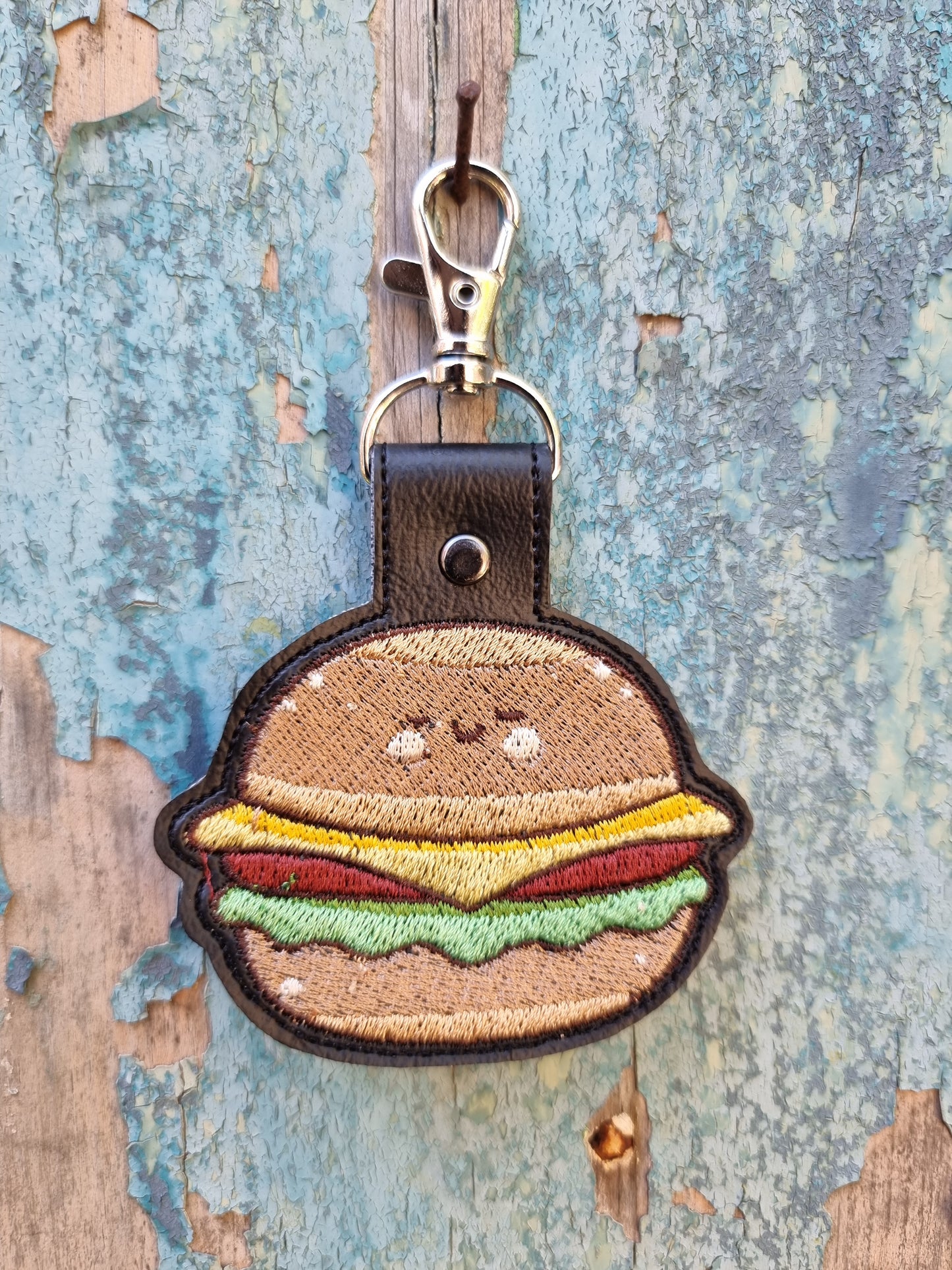 Kawaii Burger | Embroidered Keychain