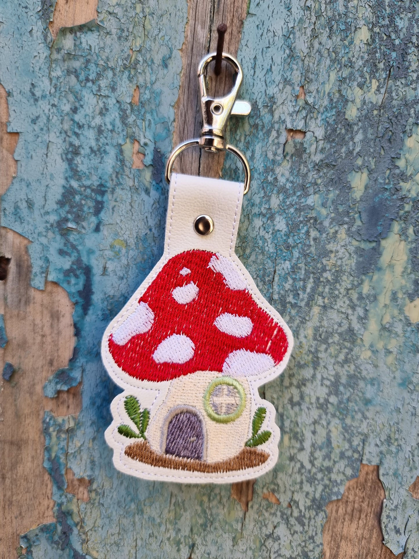 Cute Toad Stool Home | Embroidered Keychain