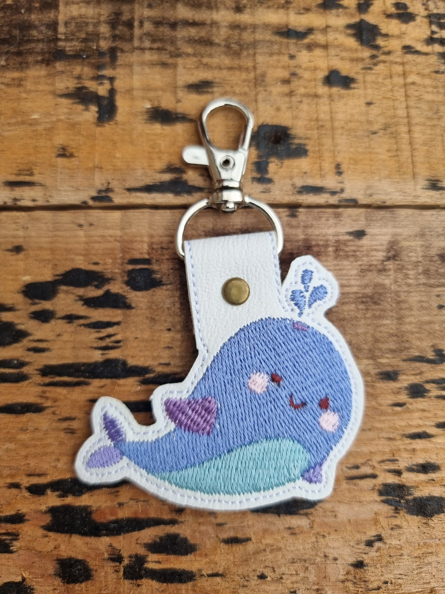 Cute Whale | Embroidered Keychain