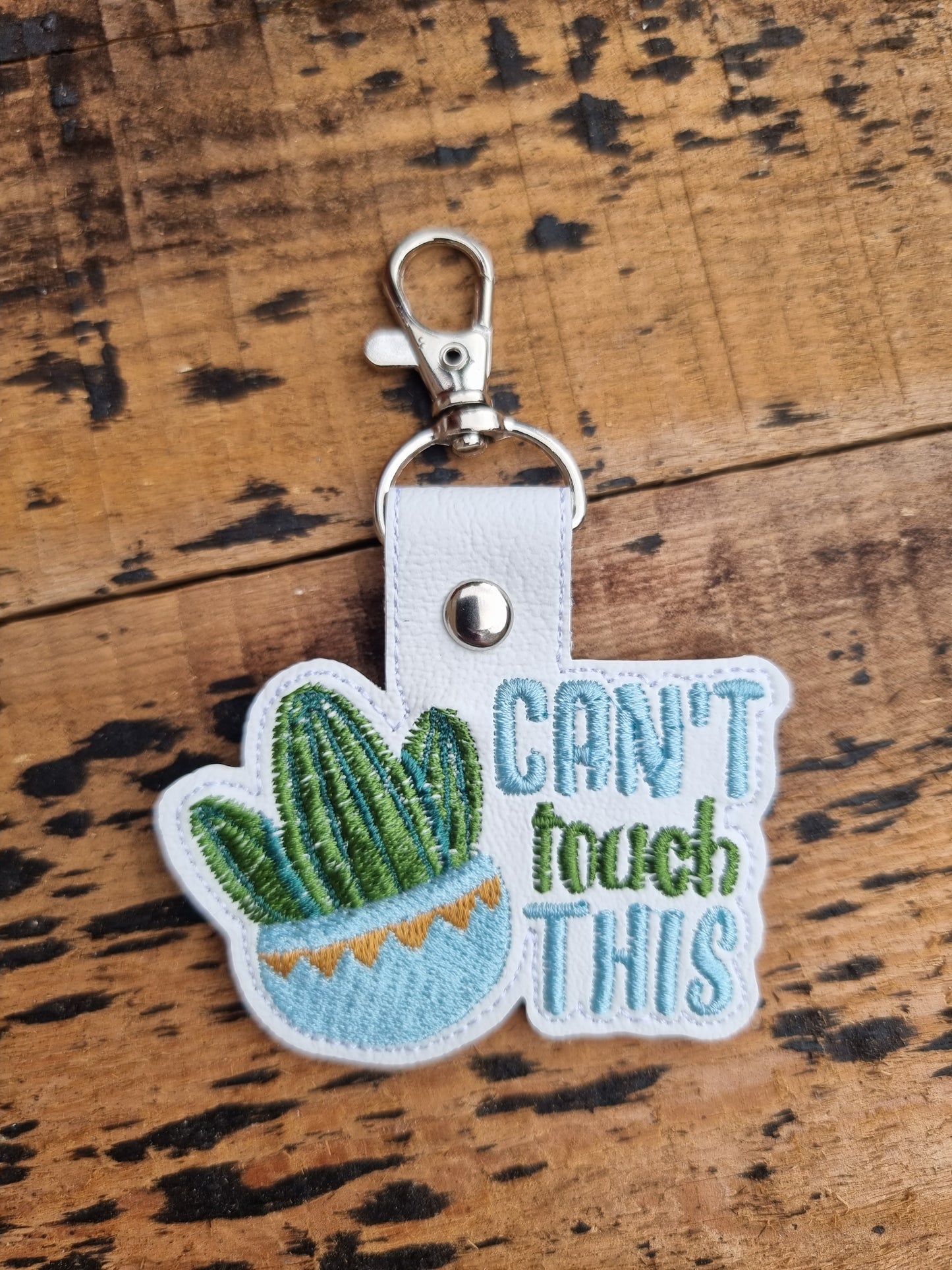 Can't Touch This Cactus | Embroidered Keychain