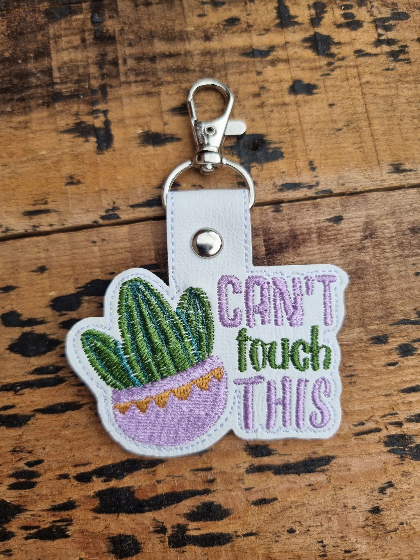 Can't Touch This Cactus | Embroidered Keychain