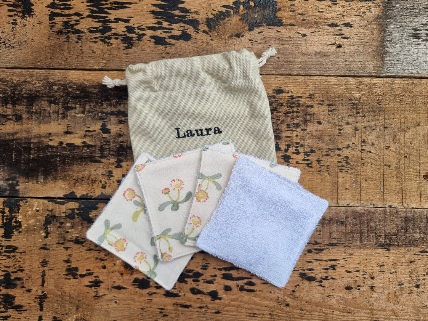 Cream Florals with Glitter Details Reusable Bamboo Wipes