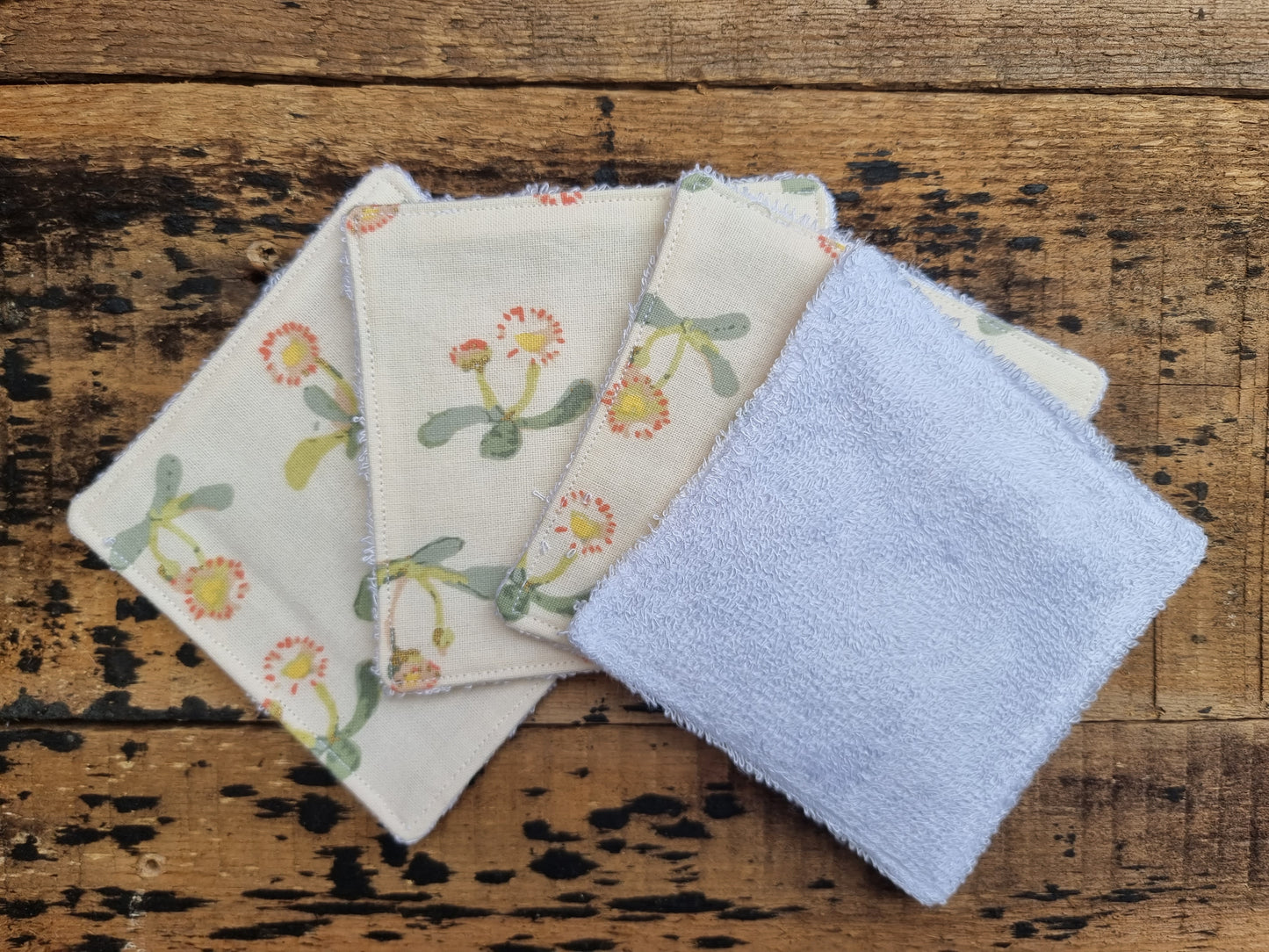 Cream Florals with Glitter Details Reusable Bamboo Wipes