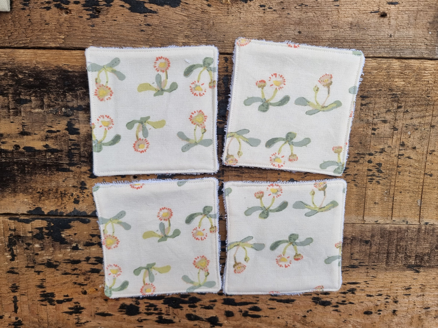 Cream Florals with Glitter Details Reusable Bamboo Wipes