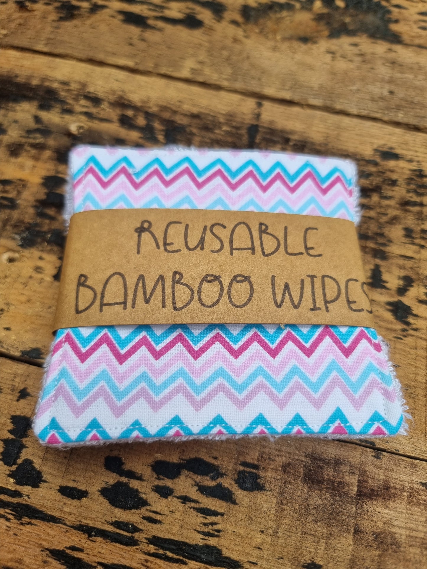 Pink and Blue Zig Zags Reusable Bamboo Wipes