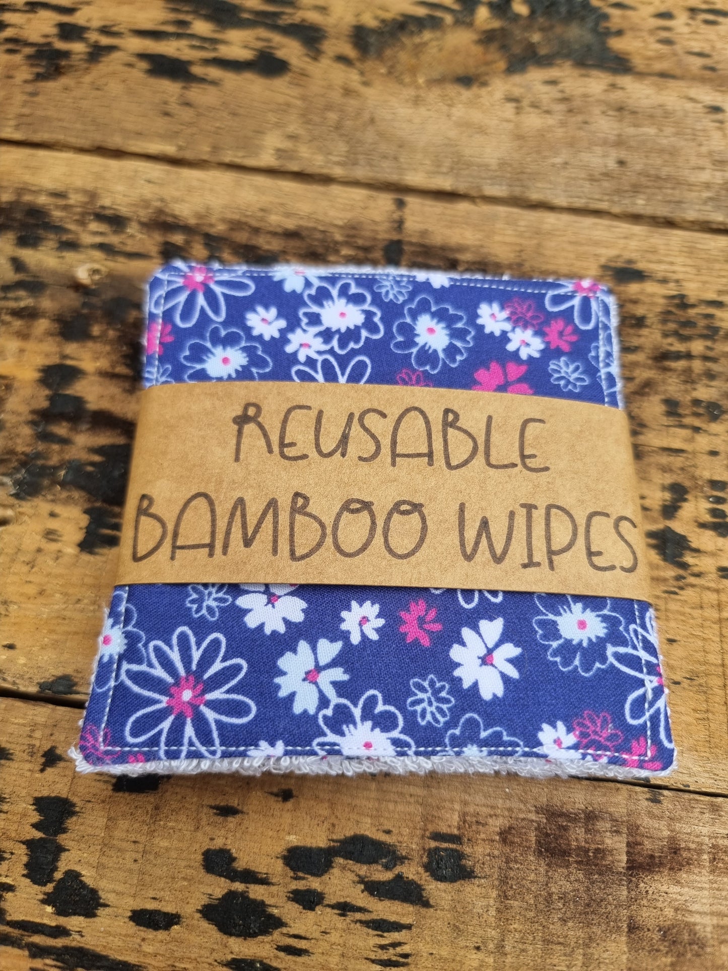 Deep Blue Florals Reusable Bamboo Wipes