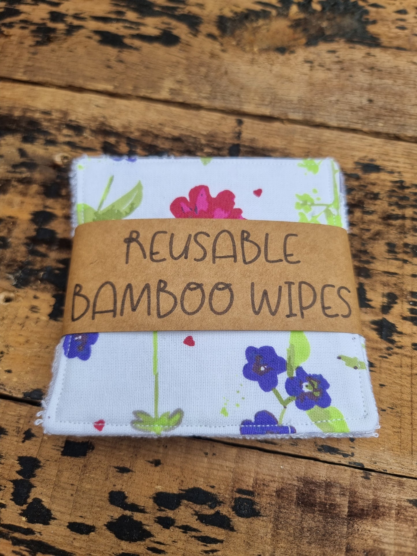 White and Blue Pansies Reusable Bamboo Wipes