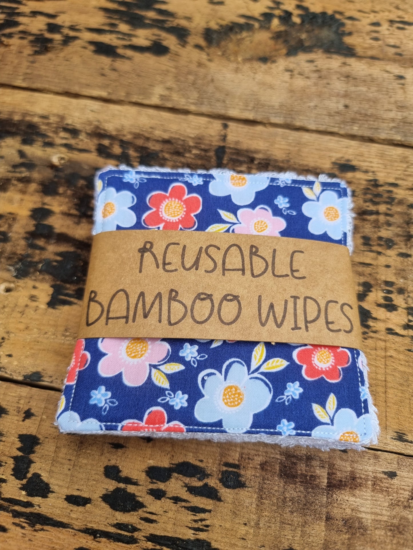 Blue and Colourful Florals Reusable Bamboo Wipes