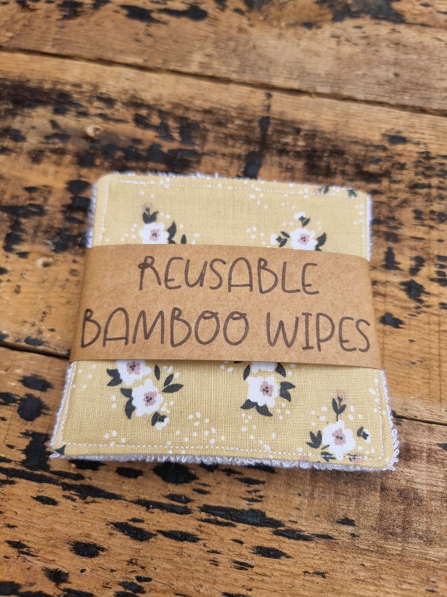 Tan Florals Reusable Bamboo Wipes