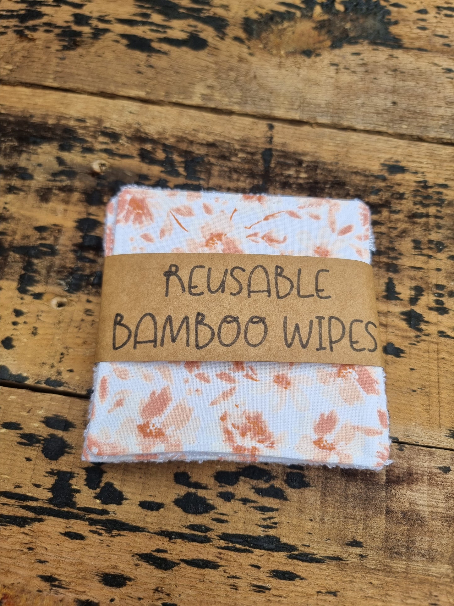 Peach Watercolour Florals Reusable Bamboo Wipes