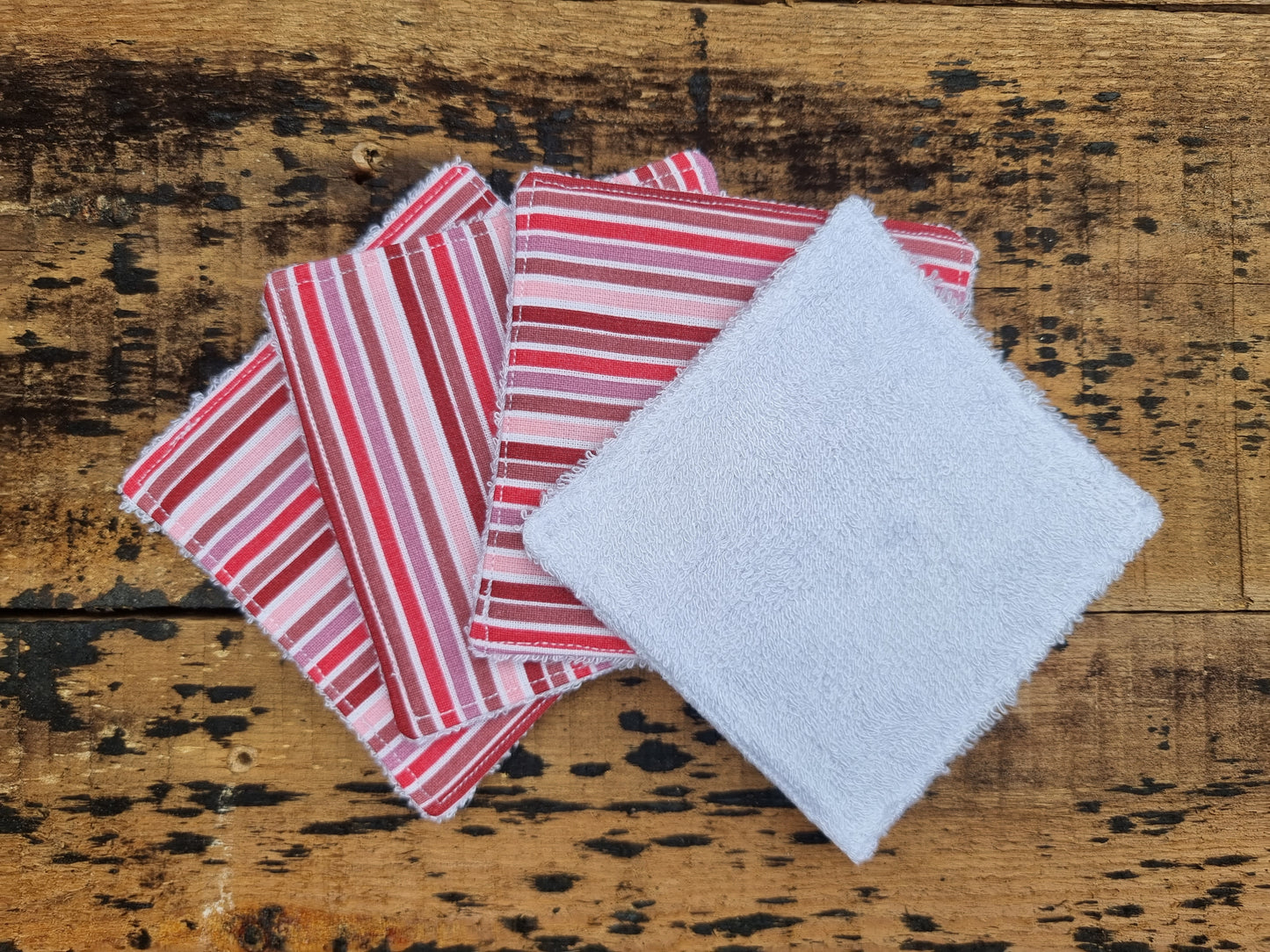 Pink and Red Stripes Reusable Bamboo Wipes