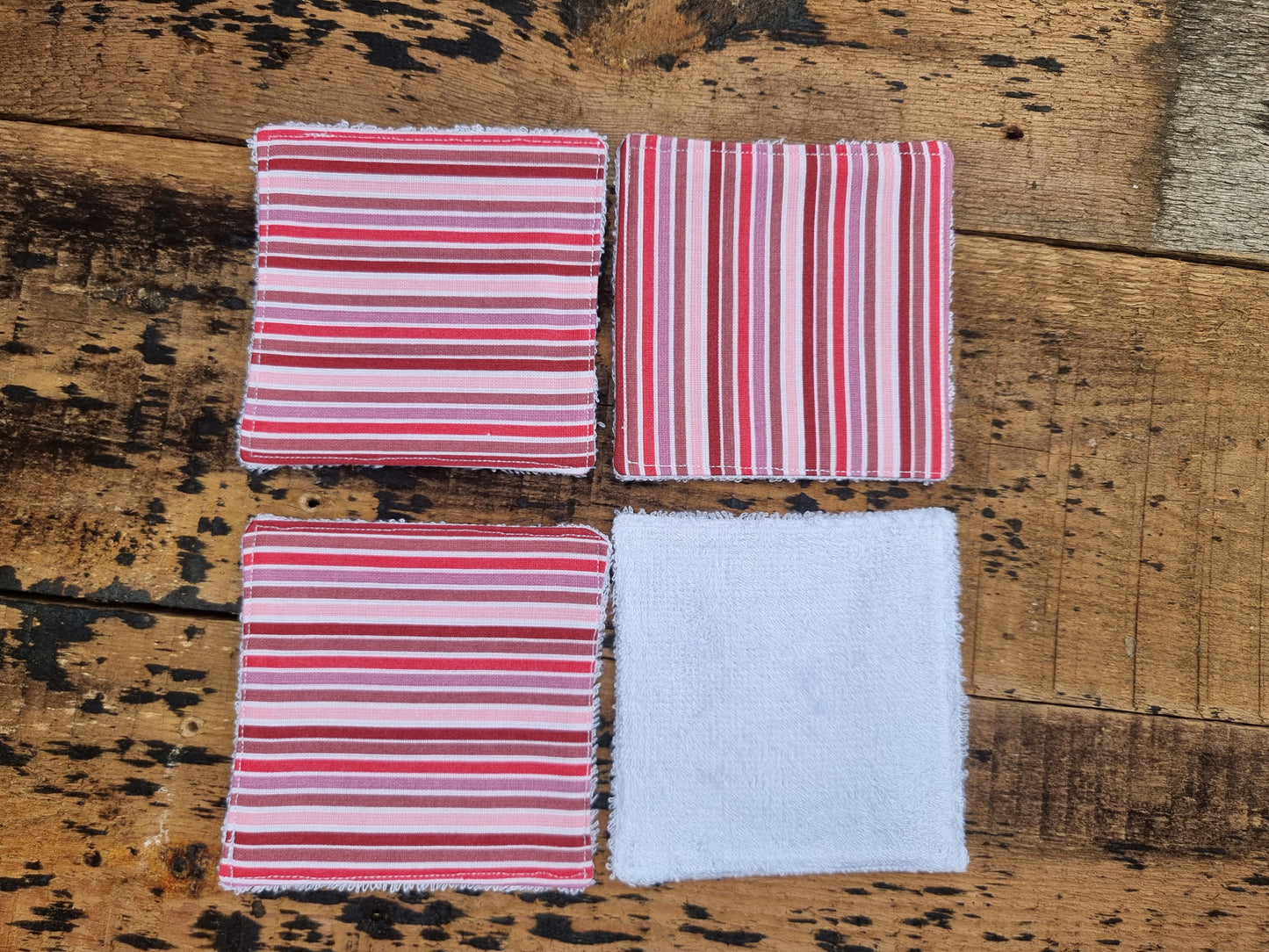 Pink and Red Stripes Reusable Bamboo Wipes