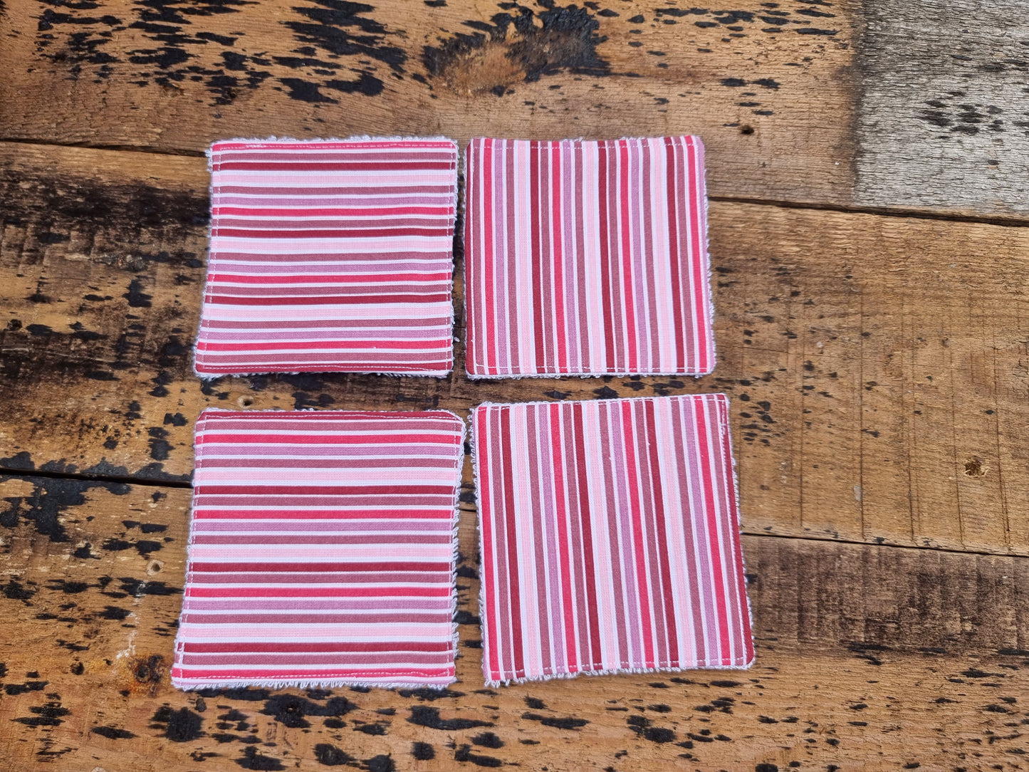 Pink and Red Stripes Reusable Bamboo Wipes