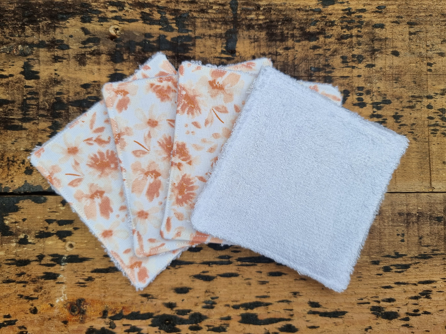 Peach Watercolour Florals Reusable Bamboo Wipes