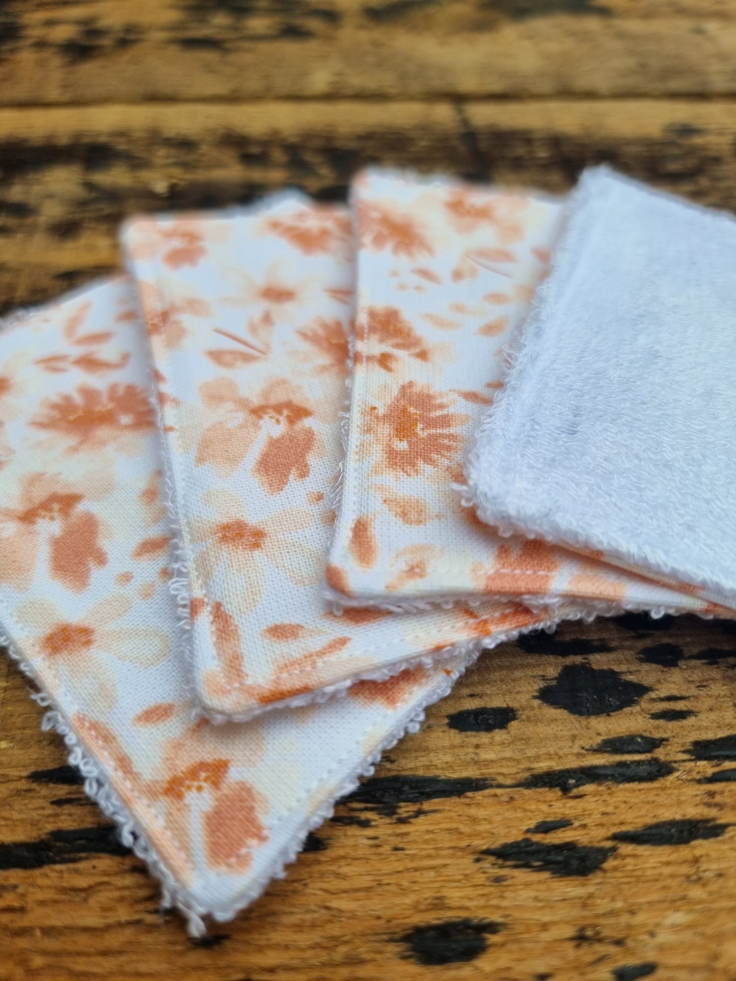 Peach Watercolour Florals Reusable Bamboo Wipes