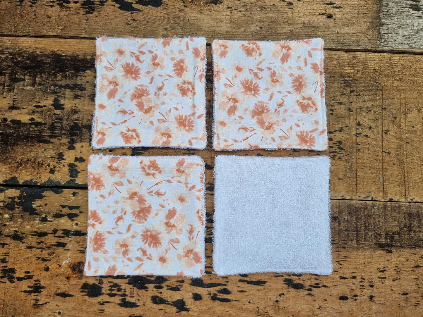 Peach Watercolour Florals Reusable Bamboo Wipes