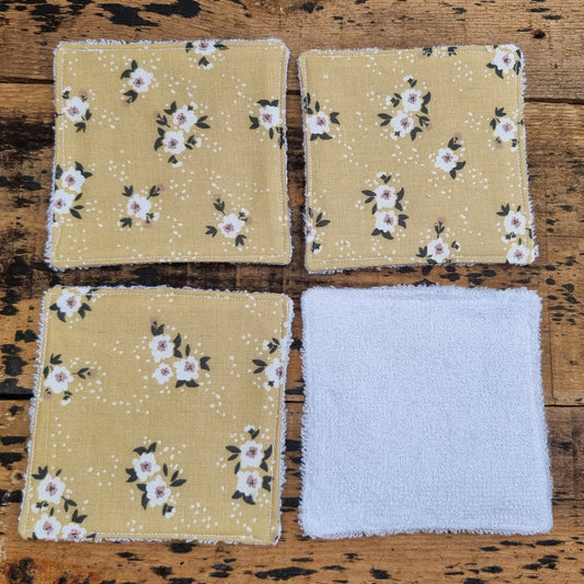 Tan Florals Reusable Bamboo Wipes