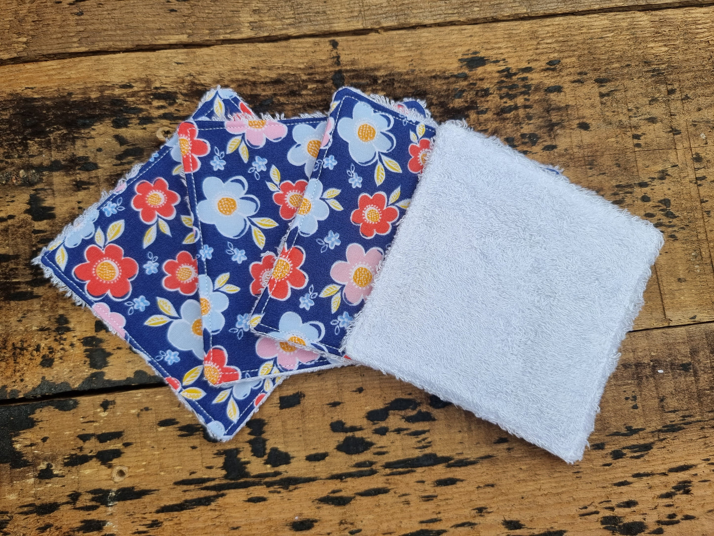 Blue and Colourful Florals Reusable Bamboo Wipes